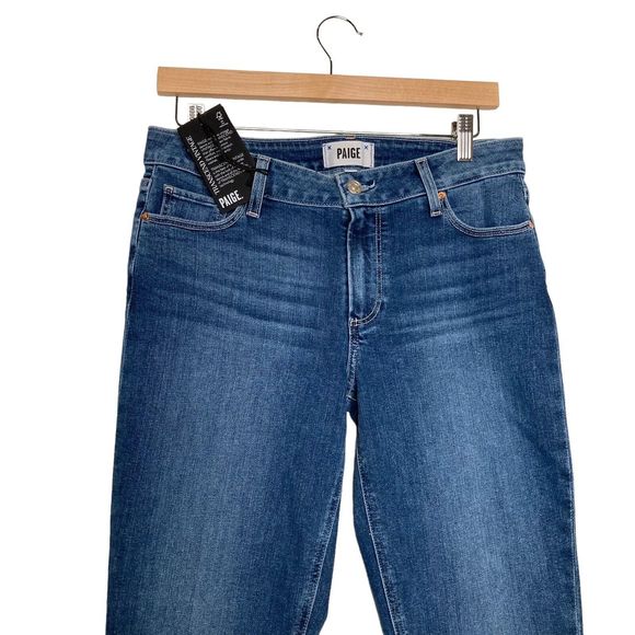 PAIGE Women's Brigitte with Raw Hem Cuff Mid Rise Straight Leg in Antwerp 27 NWT - Picture 4 of 12
